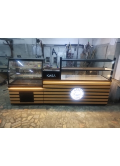 Pastry Counter and Cake Cabinet Set with Safe Counter